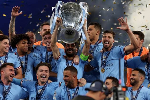 10th June 2023, Ataturk Olympic Stadium, Istanbul, Turkey; UEFA Champions League Final, Manchester City versus Inter Milan; Ilkay Gundogan of Manchester City celebrates with the UEFA Champions League Trophy  ActionPlus12518913 ShaunxBrooks