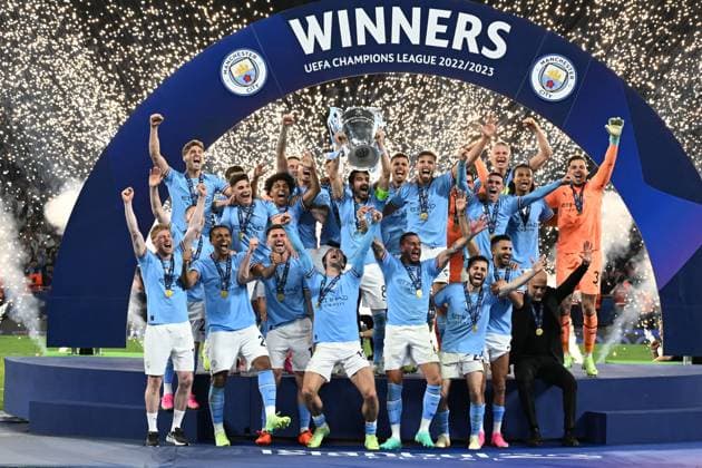 Final joy with a Trophy (Manchester City) during the UEFA Champions League Final match between Manchester City 1-0 Inter at Ataturk Olympic Stadium on June 10, 2023 in Istanbul, Trkiye. Noxthirdxpartyxsales  (220970501)