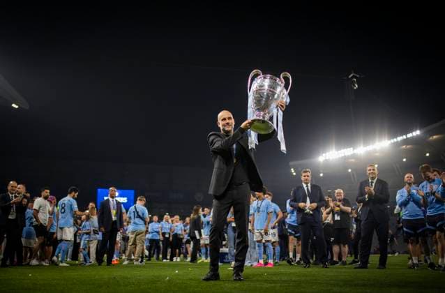 Istanbul, Turkey. 10th Jun 2023. Trainer Pep Guardiola (City) mit Pokal Manchester City - Inter Mailand UEFA Champions League Final 10.06.2023