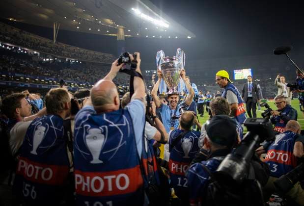 Istanbul, Turkey. 10th Jun 2023. John Stones (City) mit Pokal Manchester City - Inter Mailand UEFA Champions League Final 10.06.2023