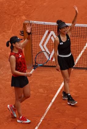 Mandatory Credit: Photo by Ella Ling Shutterstock (13949291j) Xinyu Wang of China and Su-Wei Hsieh of Taipei celebrate on match point French Open Tennis, Day 15, Roland Garros, Paris, France - 11 June 2023 French Open Tennis, Day 15, Roland Garros, Paris, France - 11 June 2023  Copyright: xEllaxLing Shutterstockx 13949291j