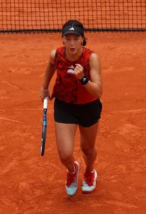 Mandatory Credit: Photo by Ella Ling Shutterstock (13949291m) Xinyu Wang of China celebrates French Open Tennis, Day 15, Roland Garros, Paris, France - 11 June 2023 French Open Tennis, Day 15, Roland Garros, Paris, France - 11 June 2023  Copyright: xEllaxLing Shutterstockx 13949291m