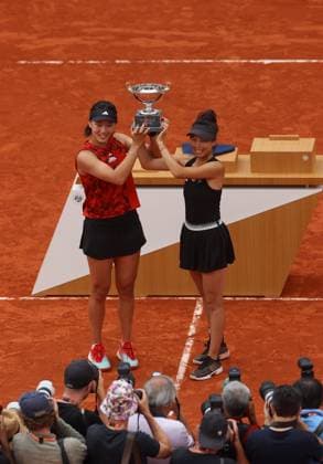 Mandatory Credit: Photo by Ella Ling Shutterstock (13949291e) Xinyu Wang of China and Su-Wei Hsieh of Taipei celebrate with the trophy French Open Tennis, Day 15, Roland Garros, Paris, France - 11 June 2023 French Open Tennis, Day 15, Roland Garros, Paris, France - 11 June 2023  Copyright: xEllaxLing Shutterstockx 13949291e