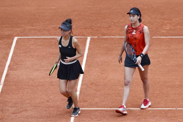 Su Wei Hsieh - Xinyu Wang Vs Leylah Fernandez - Taylor Townsend - Finale Double Dames TENNIS : Roland-Garros 2023 - Paris - 11 06 2023 MichaelBaucher Panoramic 