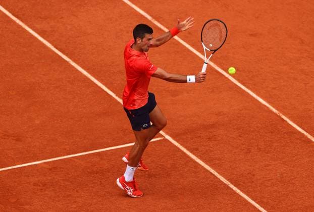 Mandatory Credit: Photo by Ella Ling Shutterstock (13949291y) Novak Djokovic of Serbia in action French Open Tennis, Day 15, Roland Garros, Paris, France - 11 June 2023 French Open Tennis, Day 15, Roland Garros, Paris, France - 11 June 2023  Copyright: xEllaxLing Shutterstockx 13949291y