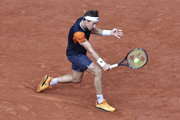 Casper Ruud, NOR, during final of 2023 French Open at Roland Garros, Paris, 11 06 2023; -