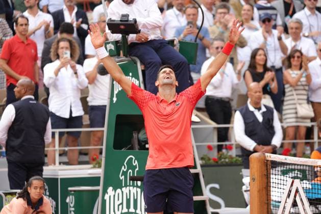 Novak Djokovic, SRB, during final of 2023 French Open at Roland Garros, Paris, 11 06 2023; -