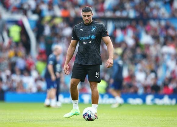 Mandatory Credit: Photo by Matt West Shutterstock (13949253b) Tommy Fury of Soccer Aid World XI warms up ahead of the game England XI v World XI, Soccer Aid for Unicef 2023, Football, Old Trafford, Manchester, UK - 11 Jun 2023 EDITORIAL USE ONLY No use with unauthorised audio, video, data, fixture lists, club league logos or live services. Online in-match use limited to 120 images, no video emulation. No use in betting, games or single club league player publications. England XI v World XI, Soccer Aid for Unicef 2023, Football, Old Trafford, Manchester, UK - 11 Jun 2023 EDITORIAL USE ONLY No use with unauthorised audio, video, data, fixture lists, club league logos or live services. Online in-match use limited to 120 images, no video emulation. No use in betting, games or single club league player publications.  Copyright: xMattxWest Shutterstockx 13949253b