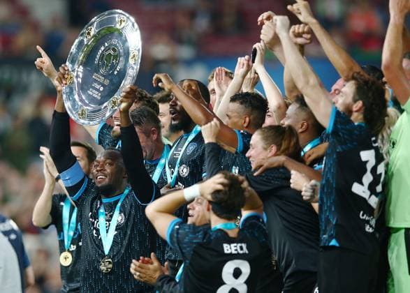 Mandatory Credit: Photo by Matt West Shutterstock (13949253au) Usain Bolt of Soccer Aid World XI lifts the 2023 trophy at the end of the game England XI v World XI, Soccer Aid for Unicef 2023, Football, Old Trafford, Manchester, UK - 11 Jun 2023 EDITORIAL USE ONLY No use with unauthorised audio, video, data, fixture lists, club league logos or live services. Online in-match use limited to 120 images, no video emulation. No use in betting, games or single club league player publications. England XI v World XI, Soccer Aid for Unicef 2023, Football, Old Trafford, Manchester, UK - 11 Jun 2023 EDITORIAL USE ONLY No use with unauthorised audio, video, data, fixture lists, club league logos or live services. Online in-match use limited to 120 images, no video emulation. No use in betting, games or single club league player publications.  Copyright: xMattxWest Shutterstockx 13949253au