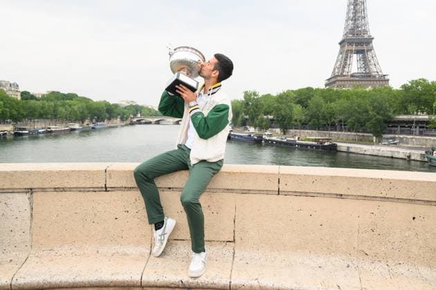 French Open - Novak Djokovic Poses With His Trophy Novak Djokovic of Serbia poses with The Musketeers? Cup after winning his 23rd grand slam trophy on the Bir-Hakeim bridge after winning the Men s Singles Title in the 2023 French Open on June 12, 2023 in Paris, France. Photo by Laurent Zabulon ABACAPRESS.COM attend the French Open 2021 at Roland Garros on June 11, 2023 in Paris, France. Photo by Laurent Zabulon ABACAPRESS.COM Paris France  Copyright: xZabulonxLaurent ABACAx 856704_013 ZabulonxLaurent ABACAx 0259523517st