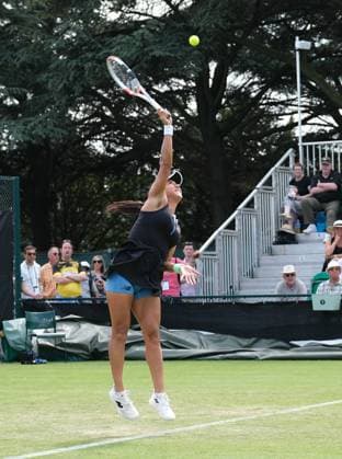 12th June 2023; Nottingham Tennis Centre, Nottingham, England: Rothesay Nottingham Open, Day 1; Heather Watson (GBR) serves to Jule Niemeier (GER)  ActionPlus12519507 PaulxBonser