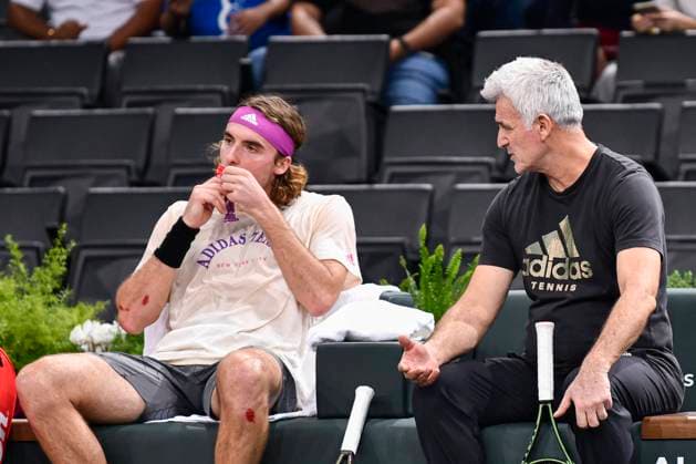 Rolex Paris Masters Apostolos Tsitsipas, father and coach of Stefanos Tsitsipas during the Rolex Paris Masters, ATP, Tennis Herren Masters 1000 tennis tournament, on October 30, 2022 at Accor Arena in Paris, France. Photo by Victor Joly ABACAPRESS.COM Paris France  Copyright: xJolyxVictor ABACAx 829983_094 JolyxVictor ABACAx 829983_094
