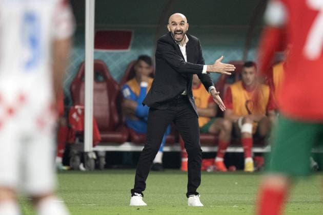 Croatia v Morocco: 3rd Place - FIFA World Cup, WM, Weltmeisterschaft, Fussball Doha Head coach Walid Regragui of Morocco observes his players during the FIFA World Cup Qatar 2022 3rd Place match between Croatia and Morocco at Khalifa International Stadium on December 17, 2022 in Doha, Qatar.. Photo by David Niviere ABACAPRESS.COM DOHA Qatar  Copyright: xNivierexDavid ABACAPRESS.COMx 835771_094 NivierexDavid ABACAPRESS.COMx 835771_094