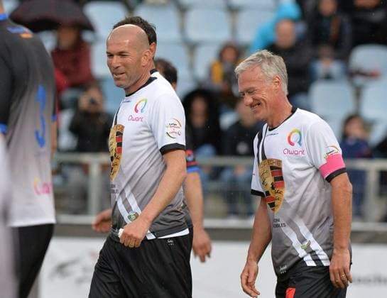 File - Didier Deschamps and Zinedine Zidane File photo of Didier Deschamps and Zinedine Zidane team up in a charity match in Bastia, Corsica, France on 2018. Photo by Max Colin ABACAPRESS.COM Bastia France  Copyright: xColinxMax ABACAx 838094_006 ColinxMax ABACAx 838094_006