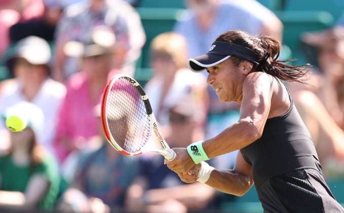 Mandatory Credit: Photo by Ryan Browne Shutterstock (13961285dj) Heather Watson of Great Britain during her round of 16 match against Tatjana Maria of Germany. Rothesay Open, Day Three, Tennis, Nottingham Tennis Centre, Nottingham, UK - 14 Jun 2023 Rothesay Open, Day Three, Tennis, Nottingham Tennis Centre, Nottingham, UK - 14 Jun 2023 Copyright: xRyanxBrowne Shutterstockx 13961285dj
