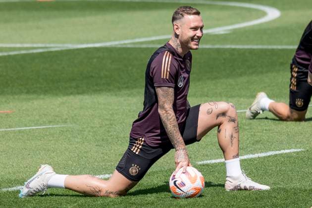 Fussball Nationalmannschaft Herren Training, DFB Campus, Frankfurt, 14.06.2023 David Raum (Deutsche Fussball Nationalmannschaft), Training DFB Herren, Frankfurt, DFB Campus, 14.6.2023 Copyright: xBEAUTIFULxSPORTS Gawlikx