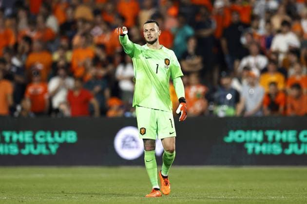 ROTTERDAM - Holland goalkeeper Justin Bijlow during the UEFA Nations League semifinal match between the Netherlands and Croatia at Feyenoord Stadion de Kuip on June 14, 2023 in Rotterdam, Netherlands. ANP MAURICE VAN STONE UEFA Nations League 2022 23 Semifinal 2023 xVIxANPxSportx xxANPxIVx 471632666 originalFilename: 471632666.jpg