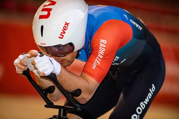REINHARDT Theo: DM Bahn 2023 - Cottbus REINHARDT Theo ( GER ) rad-net Oßwald Querformat - quer - horizontal - Landscape - Event Veranstaltung: DM Bahn 2023 - Deutsche Meisterschaft - Category Kategorie: Cycling - Track cycling, Rad, Radsport, Bahnrad, Bahn National Championship - Elite Men - Location Ort: Europe Germany - Brandenburg - Cottbus - Discipline: Individual Pursuit - Distance: 4000 m - Date Datum: 14.06.2023 Wednesday Day 1 -