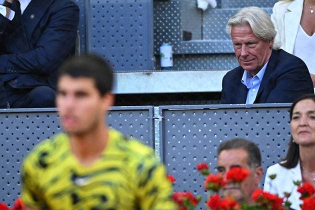 Madrid Open - Carlos Alcaraz Wins Former tennis champion Bjorn Borg (SUE) attends the men final at the Mutua Madrid Open in Madrid , Spain, on May, 7, 2023. Photo by Corinne Dubreuil ABACAPRESS.COM Madrid Spain  Copyright: xDubreuilxCorinne ABACAx 852104_091 DubreuilxCorinne ABACAx 852104_091