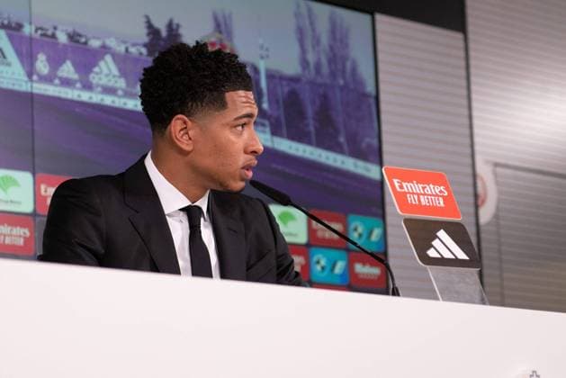 Official presentation of Jude Bellingham as a new Real Madrid player at the Ciudad Deportiva de Valdebebas, Madrid, June 15, 2023 Presentacion oficial de Jude Bellingham como nuevo jugador del Real Madrid en la Ciudad Deportiva de Valdebebas, Madrid 15 de Junio de 2023 900 Cordon Press