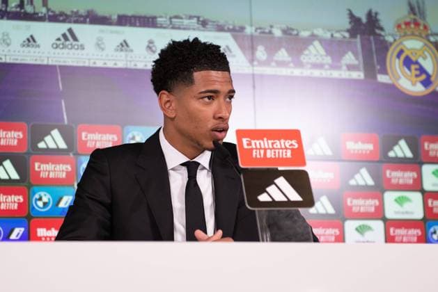 Official presentation of Jude Bellingham as a new Real Madrid player at the Ciudad Deportiva de Valdebebas, Madrid, June 15, 2023 Presentacion oficial de Jude Bellingham como nuevo jugador del Real Madrid en la Ciudad Deportiva de Valdebebas, Madrid 15 de Junio de 2023 900 Cordon Press