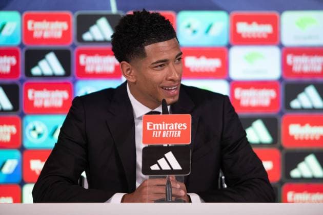 Official presentation of Jude Bellingham as a new Real Madrid player at the Ciudad Deportiva de Valdebebas, Madrid, June 15, 2023 Presentacion oficial de Jude Bellingham como nuevo jugador del Real Madrid en la Ciudad Deportiva de Valdebebas, Madrid 15 de Junio de 2023 900 Cordon Press