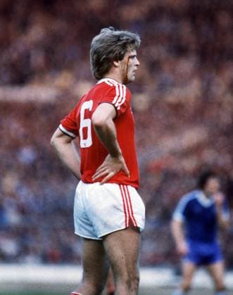 Football : Gordon McQueen (Man Utd) with a bloodied eye.. Manchester United, ManU v Brighton, FA Cup Final 1983 26 05 1983. 