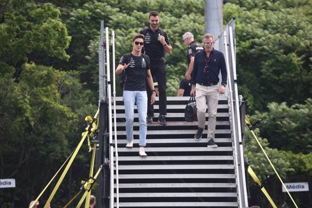 F1 Grand Prix Of Canada Previews George Russell of Mercedes arrives the circuit ahead of the Formula 1 Grand Prix of Canada at Circuit Gilles Villeneuve in Montreal, Canada on June 15, 2023. Montreal Canada  Copyright: xJakubxPorzyckix originalFilename:porzycki-f1grandp230615_npW4T.jpg