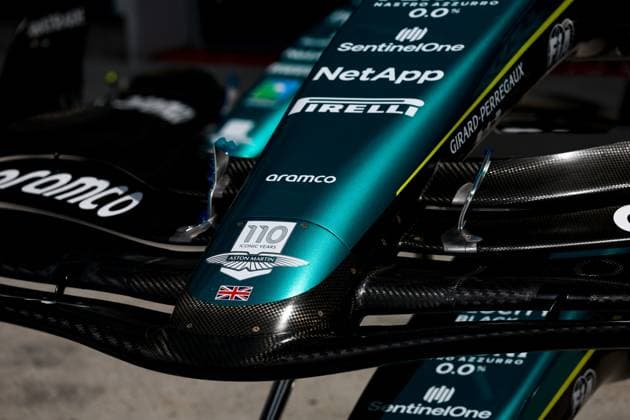 Aston Martin AMR23 front wings, F1 Grand Prix of Canada at Circuit Gilles-Villeneuve on June 15, 2023 in Montreal, Canada. (Photo by HOCH ZWEI) Montreal Canada