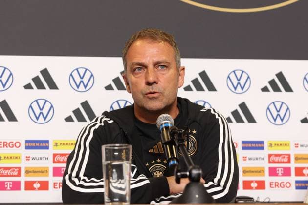 Sport Themen der Woche KW24 Sport Bilder des Tages WARSZAWA 15.06.2023 KONFERENCJA PRASOWA REPREZENTACJI NIEMIEC --- GERMAN FOOTBALL national team, Nationalteam press conference, PK, Pressekonferenz IN WARSAW HANS-DIETER FLICK FOT. ANNA KLEPACZKO FOTOPYK NEWSPIX.PL --- Newspix.pl  230615LUM109