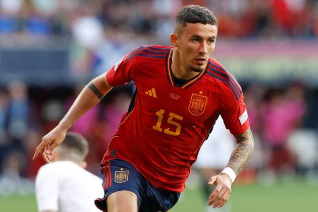 ENSCHEDE, 15-06-2023 , Stadium Grolsch Veste, Nations League semi final 2022 2023 between Spain and Italy, Spain Spain player Yeremy Pino celebrating his 1-0 Spain - Italy  x21337738x Copyright: