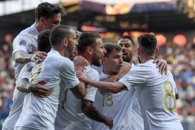 Spain v Italy - UEFA Nations League 2022 23 Semifinal Ciro Immobile of Italy celebrates scoring goal from the penalty spot during the UEFA Nations League 2022 23 semifinal match between Spain and Italy at FC Twente Stadium on June 15, 2023 in Enschede, Netherlands. MarkoxLukunic PIXSELL
