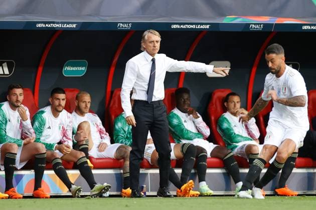 ENSCHEDE, 15-06-2023 , Stadium Grolsch Veste, Nations League semi final 2022 2023 between Spain and Italy, IItaly coach Roberto Mancini Spain - Italy  x21338173x Copyright: