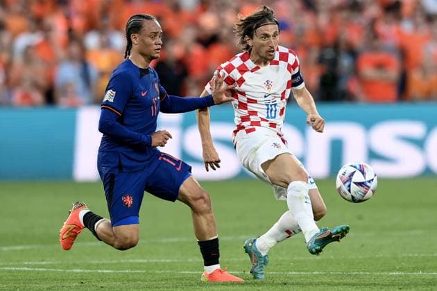 Db Rotterdam (Olanda) 14 06 2023 - Nations League Olanda-Croazia foto Daniele Buffa Image nella foto: Luka Modric-Xavi Simons 