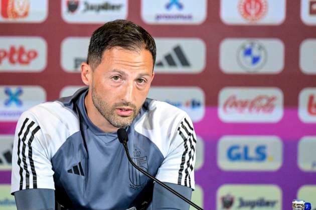 TUBIZE, BELGIUM - JUNE 16 : Tedesco Domenico head coach of Belgium team during the press conference, PK, Pressekonferenz of the Belgian National Football Team prior to the Euro 2024 qualification matches against Austria and Estonia at the RBFA Headquarters on June 16, 2023 in TUBIZE, BELGIUM, 16 06 2023 ( Media activities Belgian National Football Team 16 06 2023 PhotoNews Panoramic 