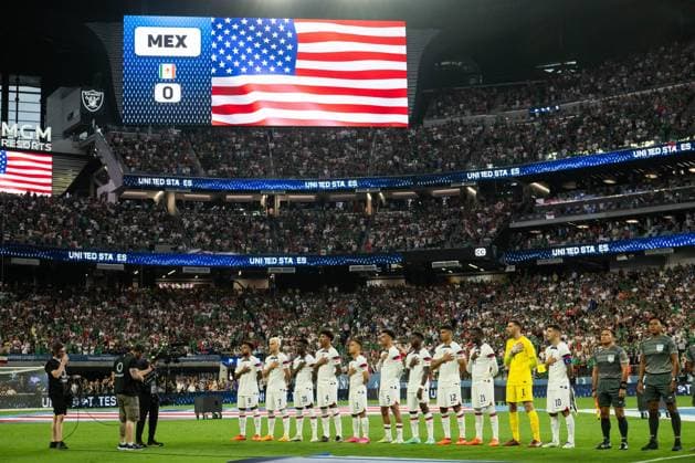 RECORD DATE NOT STATED CONCACAF NATIONS LEAGUE 2022-2023 United States vs Mexico SF Players of USA during the game United States (USA) vs Mexico (Mexican national team, Nationalteam , corresponding to Semifinals of Final Four of the CONCACAF Nations League 2022-2023, at Allegiant Stadium, on June 15, 2023. <br><br> Jugadores de USA durante el partido Estados Unidos (EUA) vs Mexico (Seleccion Mexicana), correspondiente a Semifinales del Final Four de la Liga de Naciones CONCACAF 2022-2023, en el Allegiant Stadium, el 15 de junio de 2023. LAS VEGAS NEVADA ESTADOS UNIDOS  Copyright: xDavidxLeahx 20230615213024_CNL_23_SF_USA_MEX_USA141