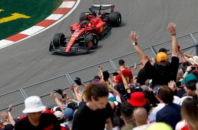 55 SAINZ Carlos (spa), Scuderia Ferrari SF-23, action during the Formula 1 Pirelli Grand Prix du Canada, 8th round of the 2023 Formula One World Championship, WM, Weltmeisterschaft from June 16 to 18, 2023 on the Circuit Gilles Villeneuve, in MontrÃ al, Canada - F1 - CANADIAN GRAND PRIX 2023 DPPI Panoramic  00123020_F12023GP09CAN_JK055060