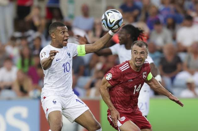 LoulÃ , 06 16 2023 - The Gibraltar national team, Nationalteam received the France National Team tonight at Estadio do Algarve, in a game counting for the 2024 European Championship, EM, Europameisterschaft Qualifying. Kylian MbappÃ FOOTBALL : Gibraltar Vs France - Qualification Euro - 16 06 2023 Atlantico Panoramic 