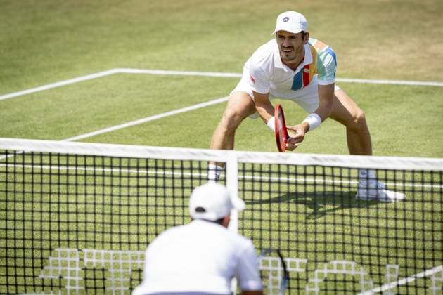 ROSMALEN - Wesley Koolhof (NED) and Neal Skupski (GBR) in action against Gonzalo Escobar (ECU) and Aleksandr Nedovyesov (KAZ) during the men s doubles final of the Libema Open tennis tournament in Rosmalen. AP SANDER KING xVIxANPxSportx xxANPxIVx 471824727 originalFilename: 471824727.jpg