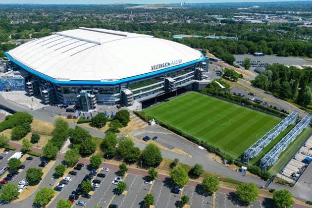 Ordentliche Mitgliederversammlung des FC Schalke 04 am 17.06.2023 in der VELTINS-Arena in Gelsenkirchen Übersicht der Schalker Veltins Arena mit ausgefahrenem Spielfeld, Copyright: xNeundorf Kirchner-Mediax