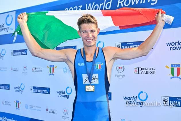 Lightweight Men s Single Sculls Final A: Niels Torre (ITA) gold medal during 2023 World Rowing Cup II, Canoying in Varese, Italy, June 16 2023  Copyright: xDaniloxVigo IPAxSportx xipa-agenx xx 0 IPA_IPA38693043