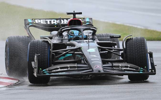 June 17, 2023, Montreal, PQ, Canada: Mercedes driver George Russell of Great Britain, takes a turn at the Senna corner during the third practice session at the Canadian Grand Prix in Montreal, Saturday, June 17, 2023. George Russell,  - ZUMAc35_ 20230617_zaf_c35_031 Copyright: xGrahamxHughesx