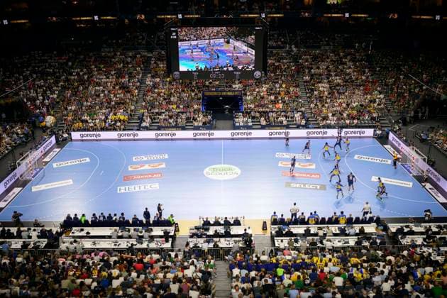 Feature, Spielszene in der Lanxess Arena, Uebersicht, Handball Champions League Final Four, Halbfinale, Paris Saint-Germain vs. Barlinek Industria Kielce 24:25, am 17.06.2023 in Koeln Deutschland. Â