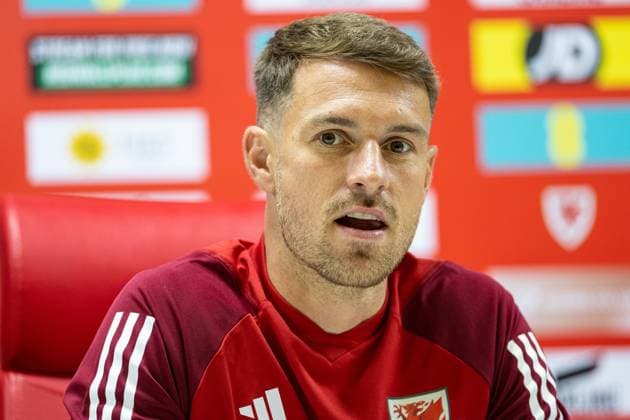 Football - UEFA EURO, EM, Europameisterschaft,Fussball 2024 Qualifying - Group D - Turkey v Wales - MD-1 SAMSUN, TURKEY - Sunday, June 18, 2023: Wales captain Aaron Ramsey during a press conference, PK, Pressekonferenz at the Samsun 19 MayÄ±s Stadium ahead of the UEFA Euro 2024 Qualifying Group D match between Turkey and Wales. SAMSUN Samsun 19 MayÄ±s Stadium SAMSUN PROVINCE TURKEY  Copyright: xDavidxRawcliffex P2023-06-18-Turkey_Wales_MD-1-22
