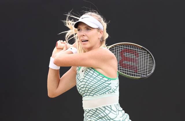 Mandatory Credit: Photo by Ryan Browne Shutterstock (13961302bu) Katie Boulter of Great Britain during her final match against Jodie Burrage of Great Britain. Rothesay Open, Day Seven, Tennis, Nottingham Tennis Centre, Nottingham, UK - 18 Jun 2023 Rothesay Open, Day Seven, Tennis, Nottingham Tennis Centre, Nottingham, UK - 18 Jun 2023  Copyright: xRyanxBrowne Shutterstockx 13961302bu