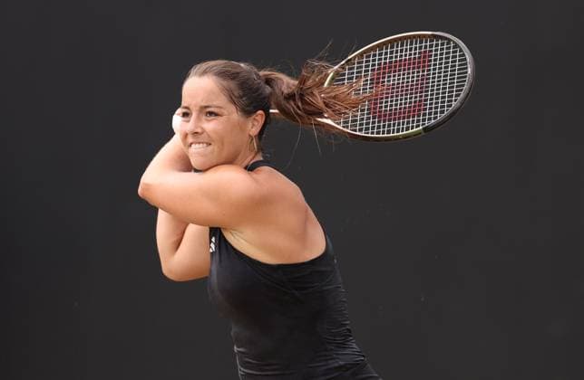 Mandatory Credit: Photo by Ryan Browne Shutterstock (13961302cb) Jodie Burrage of Great Britain during her final match against Katie Boulter of Great Britain. Rothesay Open, Day Seven, Tennis, Nottingham Tennis Centre, Nottingham, UK - 18 Jun 2023 Rothesay Open, Day Seven, Tennis, Nottingham Tennis Centre, Nottingham, UK - 18 Jun 2023  Copyright: xRyanxBrowne Shutterstockx 13961302cb