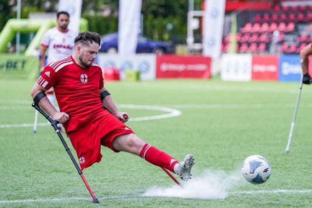 Sport Themen der Woche KW24 18.06.2023 KRAKOW UL. BOBOLI ( POLAND ) PILKA NOZNA ( AMPUTEE FOOTBALL ) - LIGA NARODOW DYWIZJA A ( NATIONS LEAGUE DIVISION A ) 2023 MECZ HISZPANIA - ANGLIA ( SPAIN - ENGLAND GAME ) NZ RHYCE RAMSDEN RZUT KARNY ( PENALTY KICK ) GOL BRAMKA ( GOAL SCORE ) FOTO BORYS GOGULSKI CYFRASPORT NEWSPIX.PL --- Newspix.pl POLAND OUT!  20230618_CSBG_0008