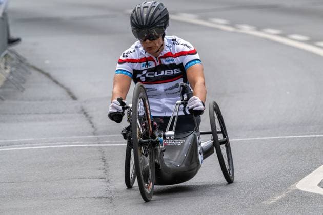 Sport Themen der Woche KW24 GER, Rund in Rheinbach - Paracycling 18.06.2023, Wald, Rheinbach, deutsche Meisterin Paracycling Handbike 2023 Andrea Eskau, USC Magdeburg 2023. Im Bild: Andrea Eskau *** GER, Rund in Rheinbach Paracycling 18 06 2023, Forest, Rheinbach, German Champion Paracycling Handbike 2023 Andrea Eskau, USC Magdeburg 2023 In picture Andrea Eskau nordphotoxGmbHxx xDenkinger nph00015
