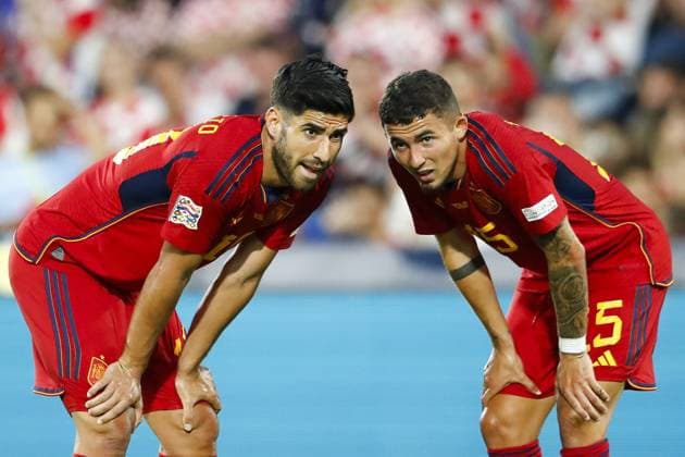 Bilder des Jahres 2023, Sport 06 Juni Sport Themen der Woche KW24 ROTTERDAM, 18-06-2023 , Stadium de Kuip, Nations League final 2022 2023 between Croatia and Spain, Spain player Marco Asensio and Spain player Martin Zubimendi Croatia - Spain  x21378163x Copyright: