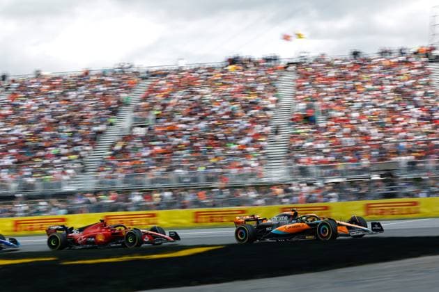 4 Lando Norris (GBR, McLaren F1 Team), 16 Charles Leclerc (MCO, Scuderia Ferrari), F1 Grand Prix of Canada at Circuit Gilles-Villeneuve on June 18, 2023 in Montreal, Canada. (Photo by HOCH ZWEI) Montreal Canada